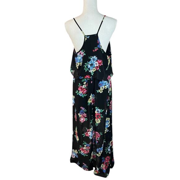 La Scala Black maxi Dress with Floral Accents flowy spring sheer multicolor - Picture 5 of 6